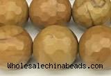 CWJ603 15 inches 10mm faceted round wooden jasper beads wholesale