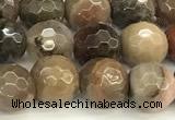 CWJ611 15 inches 6mm faceted round wooden jasper gemstone beads