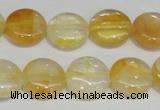 CYC05 15.5 inches 16mm flat round yellow crystal quartz beads