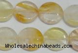 CYC06 15.5 inches 20mm flat round yellow crystal quartz beads