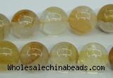 CYC105 15.5 inches 14mm round yellow crystal quartz beads