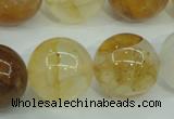 CYC108 15.5 inches 20mm round yellow crystal quartz beads