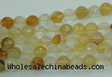 CYC112 15.5 inches 6mm faceted round yellow crystal quartz beads