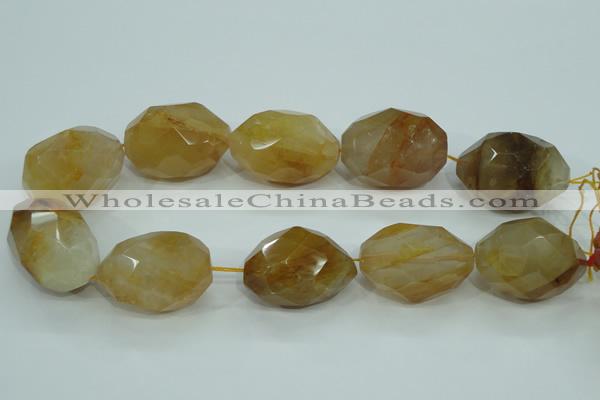 CYC130 15.5 inches 26*38mm faceted nuggets yellow crystal quartz beads