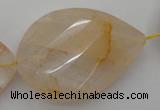 CYC208 15.5 inches 23*45mm twisted & faceted teardrop yellow quartz beads