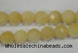 CYJ153 15.5 inches 10mm faceted round yellow jade beads wholesale