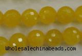 CYJ204 15.5 inches 12mm faceted round yellow jade beads wholesale