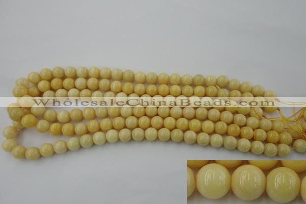 CYJ302 15.5 inches 8mm round yellow jade beads wholesale