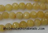 CYJ321 15.5 inches 8mm faceted round yellow jade beads wholesale