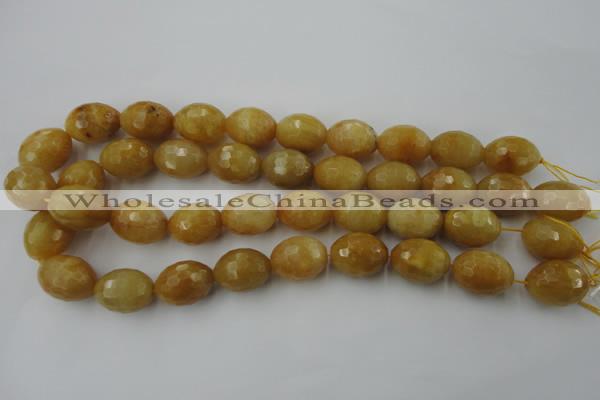 CYJ335 15.5 inches 16*20mm faceted rice yellow jade beads wholesale