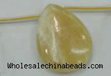 CYJ56 30*40mm top-drilled flat teardrop yellow jade gemstone beads