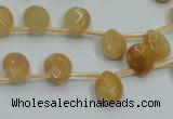 CYJ58 15.5 inches 10*12mm briolette yellow jade gemstone beads