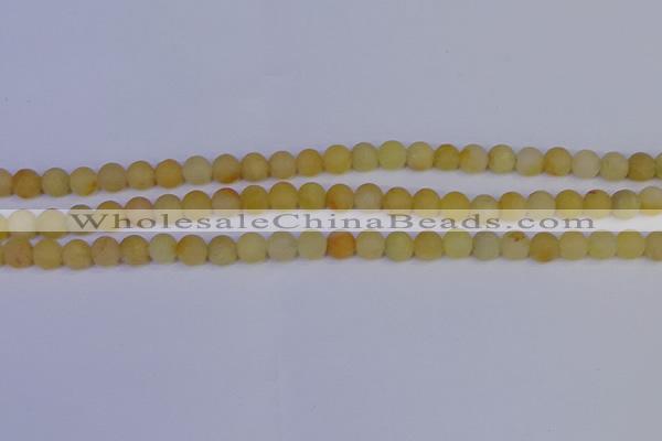 CYJ601 15.5 inches 6mm round matte yellow jade beads wholesale