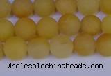 CYJ602 15.5 inches 8mm round matte yellow jade beads wholesale