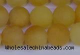 CYJ605 15.5 inches 14mm round matte yellow jade beads wholesale