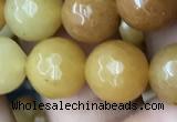 CYJ633 15.5 inches 10mm faceted round yellow jade beads wholesale