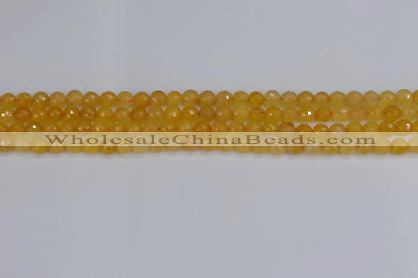 CYJ638 15.5 inches 4mm faceted round yellow jade beads wholesale