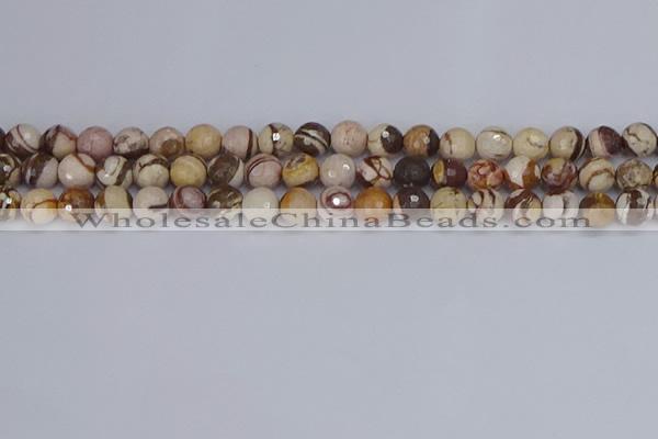 CZJ280 15.5 inches 8mm faceted round zebra jasper beads