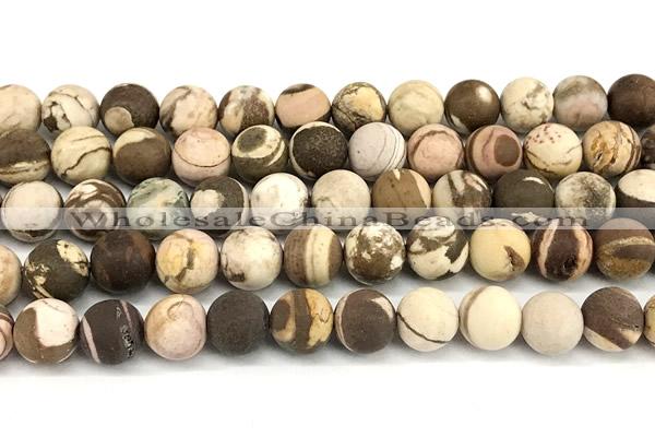 CZJ443 15 inches 10mm round matte Australian zebra jasper beads