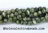 CZJ582 15.5 inches 8mm faceted round green zebra jasper gemstone beads