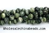 CZJ583 15.5 inches 10mm faceted round green zebra jasper gemstone beads