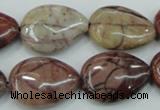 CZJ82 16 inches 18*25mm flat teardrop red zebra jasper beads wholesale