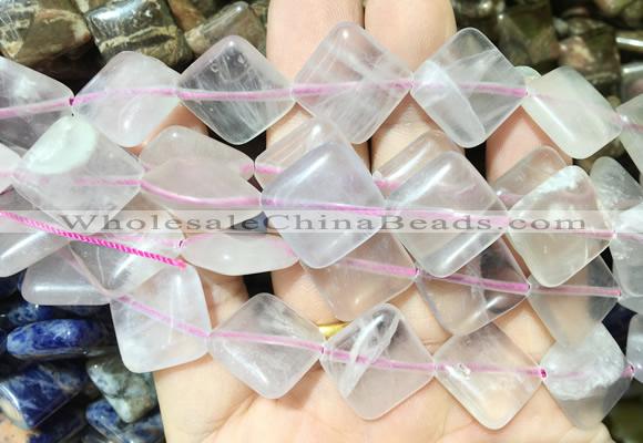 DOBS01 15 inches 15mm diamond rose quartz gemstone beads wholesale