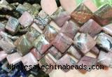 DOBS16 15 inches 15mm diamond black veined rhodonite gemstone beads wholesale