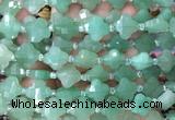 FGBS11 15 inches 12mm faceted Four leaf clover green aventurine beads