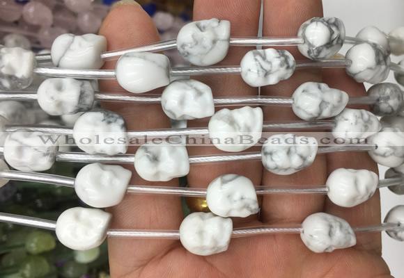 FGBS114 15 inches 10mm carved skull white howlite beads wholesale