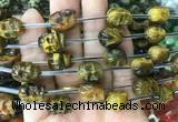 FGBS124 15 inches 12mm carved skull yellow tiger eye beads wholesale