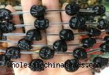 FGBS129 15 inches 12mm carved skull black obsidian beads wholesale