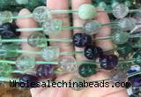 FGBS131 15 inches 12mm carved skull fluorite beads wholesale