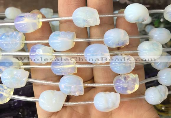 FGBS134 15 inches 12mm carved skull opalite beads wholesale