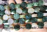 FGBS151 15 inches 14mm carved rose flower indian agate beads