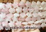 FGBS160 15 inches 15mm carved five petal flower rose quartz beads wholesale