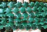 FGBS163 15 inches 15mm carved five petal flower green aventurine beads wholesale