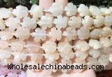 FGBS169 15 inches 15mm carved five petal flower pink aventurine beads wholesale