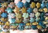 FGBS177 15 inches 15mm carved five petal flower ocean agate beads wholesale