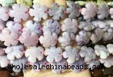 FGBS205 15 inches 20mm carved 5 petal flower lepidolite beads wholesale