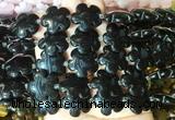 FGBS206 15 inches 20mm carved 5 petal flower black obsidian beads wholesale