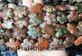 FGBS208 15 inches 20mm carved 5 petal flower brecciated jasper beads wholesale