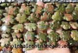 FGBS215 15 inches 20mm carved 5 petal flower unakite beads wholesale