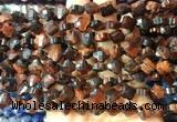 FGBS227 15 inches 10mm faceted four leaf clover red tiger eye beads wholesale