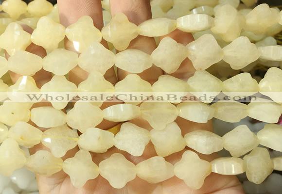 FGBS242 15 inches 13mm faceted 4 leaf clover yellow aventurine beads wholesale