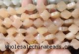 FGBS244 15 inches 13mm faceted 4 leaf clover pink aventurine beads wholesale