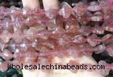 FGBS247 15 inches 13mm faceted 4 leaf clover strawberry quartz beads wholesale