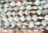 FGBS253 15 inches 13mm faceted 4 leaf clover white howlite beads wholesale