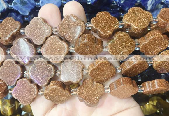 FGBS272 15 inches 18mm four leaf clover golden sandstone beads wholesale