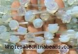 FGBS39 15 inches 8mm, 10mm, 12mm carved rose flower opalite beads